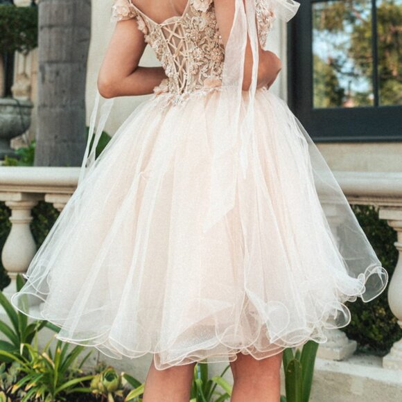 NEW SHORT OFF SHOULDER MINI HOMECOMING DRESS W/ SWEETHEART NECKLINE GL GS3513 - Picture 7 of 10